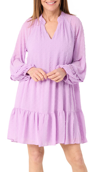 Thumbnail 1: MSK MSK Womens Long Sleeve Crinkle Clip Dot Dress 