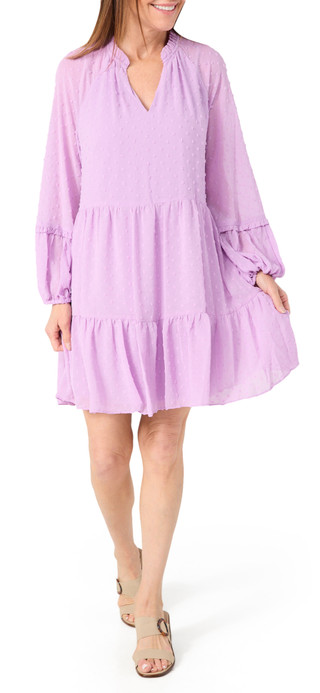 Thumbnail 2: MSK MSK Womens Long Sleeve Crinkle Clip Dot Dress 