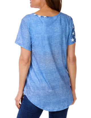 Thumbnail 3: ONE WORLD One World Womens Short Sleeve Americana Flag Horse Top 