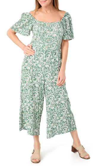 Thumbnail 1: Luxology Luxology Womens Short Sleeve Smocked Floral Jumpsuit 