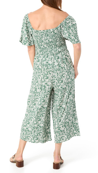 Thumbnail 3: Luxology Luxology Womens Short Sleeve Smocked Floral Jumpsuit 