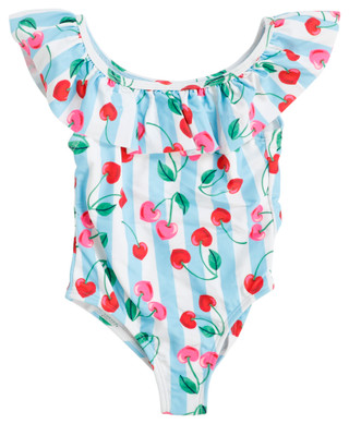 Thumbnail 1: Angel Beach Angel Beach Little Girls Cherry Stripe One Piece Swimsuit 