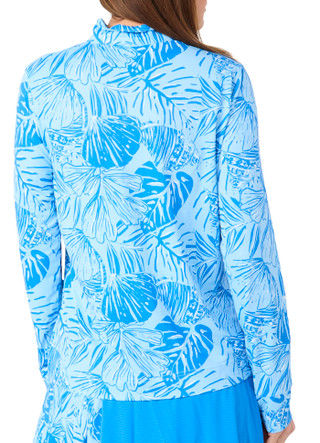 Thumbnail 2: Stella Parker Stella Parker Womens Long Sleeve Tropical Ruched Zipper Top 