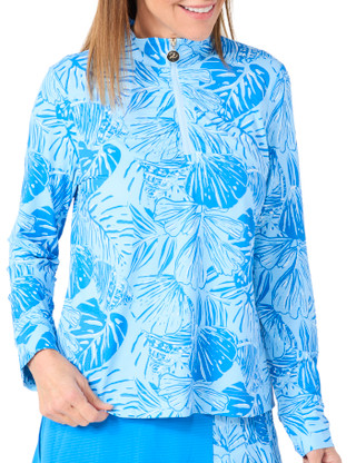 Thumbnail 3: Stella Parker Stella Parker Womens Long Sleeve Tropical Ruched Zipper Top 