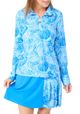 Thumbnail 5: Stella Parker Stella Parker Womens Long Sleeve Tropical Ruched Zipper Top 