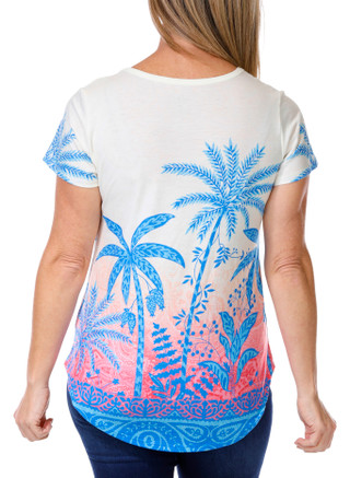 Thumbnail 4: Coral Bay Coral Bay Petite Short Sleeve Embellished Print Knit Top 