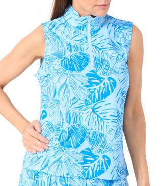 Thumbnail 2: Stella Parker Stella Parker Womens Sleeveless Tropical Ruched Zipper Top 