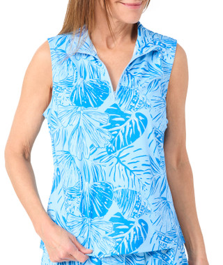 Thumbnail 1: Stella Parker Stella Parker Womens Sleeveless Tropical Ruched Zipper Top 