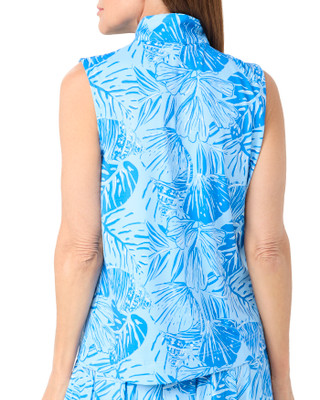 Thumbnail 5: Stella Parker Stella Parker Womens Sleeveless Tropical Ruched Zipper Top 