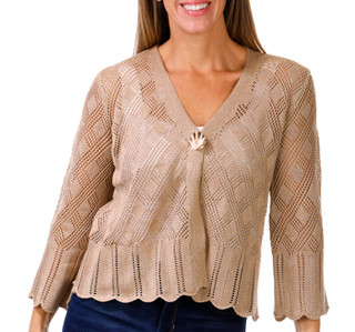 Thumbnail 1: Kathy Ireland Kathy Ireland Womens 3/4 Sleeve Pointelle Knit Shrug 