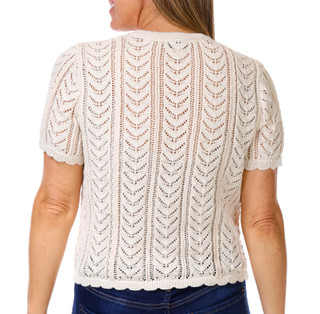 Thumbnail 2: JASON WU Jason Wu Womens Short Sleeve Pointelle Pearl Knit Cardigan 