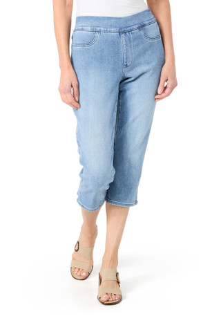 Thumbnail 1: NYDJ NYDJ Womens Pull On Side Slit Dakota Crop Denim Pants 