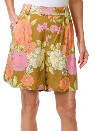 Thumbnail 1: Isaac Mizrahi Isaac Mizrahi Womens Floral Linen Shorts 