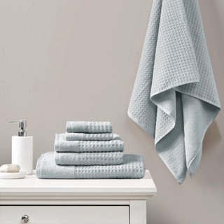 Thumbnail 2: Madison Park Madison Park Spa Waffle 6-pc. Cotton Jacquard Towel Set 