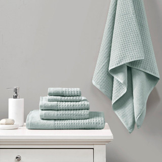 Thumbnail 2: Madison Park Madison Park Spa Waffle 6-pc. Cotton Jacquard Towel Set 