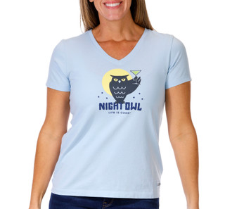 Thumbnail 1: Life is Good Life Is Good Womens Short Sleeve Crew Neck Night Owl Tee 