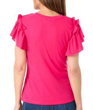 Thumbnail 3: Kiss & Fly Kiss & Fly Petite Ruffle Short Sleeve Ribbed Top 
