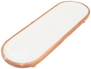 Thumbnail 1: AVA Ava Footed Wood & Enamel Platter 