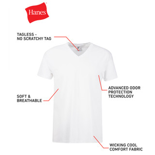 Thumbnail 4: Hanes Hanes Mens 6-Pk. Cotton V-Neck Tagless T-Shirts 