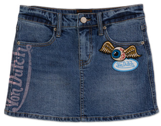 Thumbnail 1: Von Dutch Juniors Patch Logo Denim Skirt 