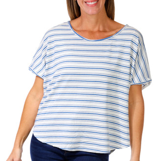 Thumbnail 1: MAX STUDIO Max Studio Womens Short Sleeve Striped Top 