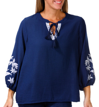 Thumbnail 1: HARPER 241 Harper 241 Womens 3/4 Sleeve Keyhole Top 
