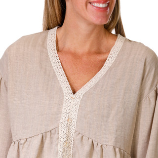 Thumbnail 2: Floral & Ivy Floral & Ivy Womens Long Sleeve Germaine Lace Trim Top 