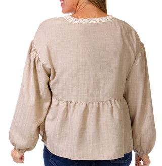 Thumbnail 3: Floral & Ivy Floral & Ivy Womens Long Sleeve Germaine Lace Trim Top 