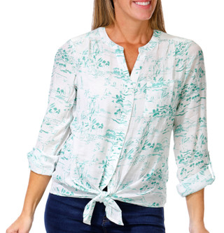 Thumbnail 1: Zac & Rachel Zac & Rachel Womens 3/4 Sleeve Print Tie Front Top 