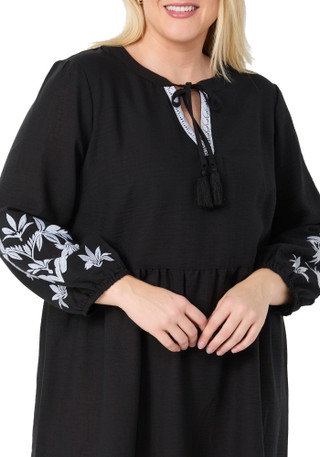 Thumbnail 2: HARPER 241 Harper 241 Plus Long Peasant Sleeve Embroidered Dress 