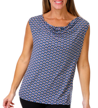 Thumbnail 1: Tahari Tahari Womens Sleeveless Cowl Neck Print Knit Tank Top 
