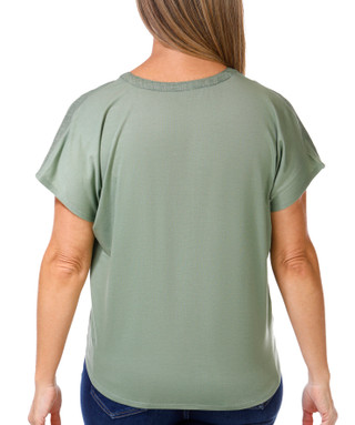 Thumbnail 3: Chenault Chenault Petite Short Sleeve Solid Tie Front Top 