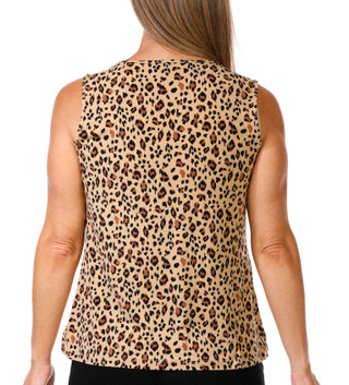 Thumbnail 3: Tahari Tahari Womens Sleeveless Cowl Neck Cheetah Knit Tank Top 