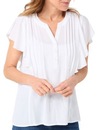 Thumbnail 2: Zac & Rachel Zac & Rachel Womens Short Flutter Sleeve Pleated Crepe Top 