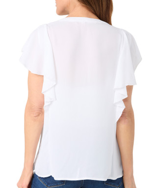 Thumbnail 3: Zac & Rachel Zac & Rachel Womens Short Flutter Sleeve Pleated Crepe Top 