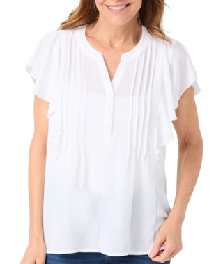 Thumbnail 1: Zac & Rachel Zac & Rachel Womens Short Flutter Sleeve Pleated Crepe Top 