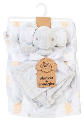 Thumbnail 1: Baby Essentials Baby Essentials 2 Pc 30x40 Elphant Snuggler & Blanket 
