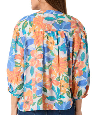 Thumbnail 3: Zac & Rachel Zac & Rachel Womens 3/4 Sleeve Floral Slub Button Down Top 