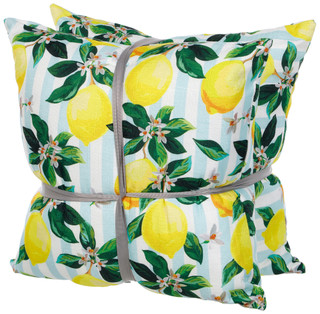 Thumbnail 2: Stratford Home 18x18 2 Pk Lemon Decorative Outdoor Pillows Set 