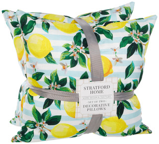 Thumbnail 1: Stratford Home 18x18 2 Pk Lemon Decorative Outdoor Pillows Set 
