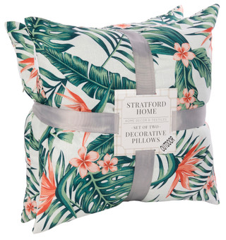Thumbnail 2: Stratford Home Stratford 18x18 2 Pk Floral Outdoor Pillow Set 