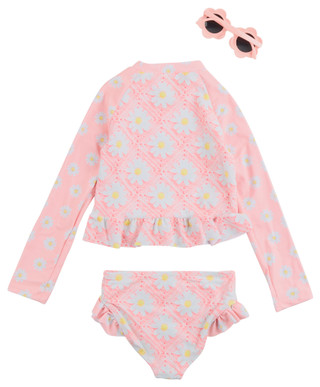 Thumbnail 2: Btween Btween Toddler Girls 2 Pc Floral Swimsuit & Sunglasses Set 