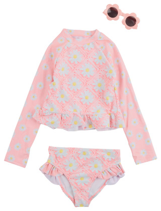 Thumbnail 1: Btween Btween Toddler Girls 2 Pc Floral Swimsuit & Sunglasses Set 