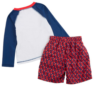 Thumbnail 2: Floatimini Floatimini Little Boys 2 Pc Sailboat Swim Trunks Set 