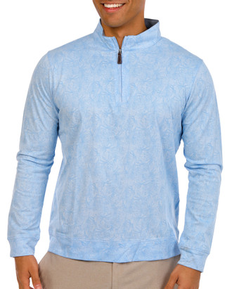 Thumbnail 1: TAILORBYRD Tailorbyrd Mens Long Sleeve Tropical Print 1/4 Zip Knit Top 