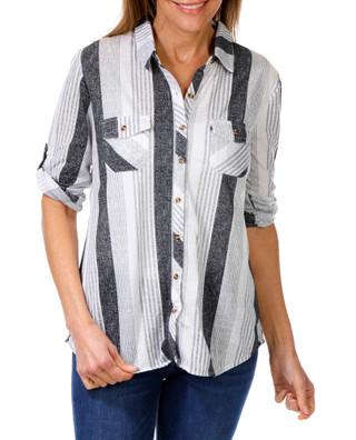Thumbnail 1: Eden & Olivia Women's Striped Button Down Top 