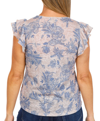 Thumbnail 3: Chenault Chenault Womens Double Ruffle Sleeve Floral Top 
