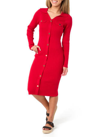 Thumbnail 1: Jolie & Joy Jolie & Joy Juniors Long Sleeve Ribbed Button Down Dress 
