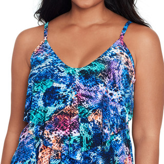 Thumbnail 2: Trimshaper Trimshaper Womens Ronnie Prismatic Python Tankini Top 