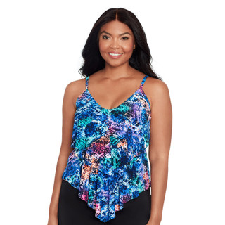 Thumbnail 1: Trimshaper Trimshaper Womens Ronnie Prismatic Python Tankini Top 
